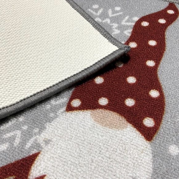 Gnome Snowflake Rug Simply Holiday Christmas Winter Unique Decor Accent Red Gray - Picture 5 of 16